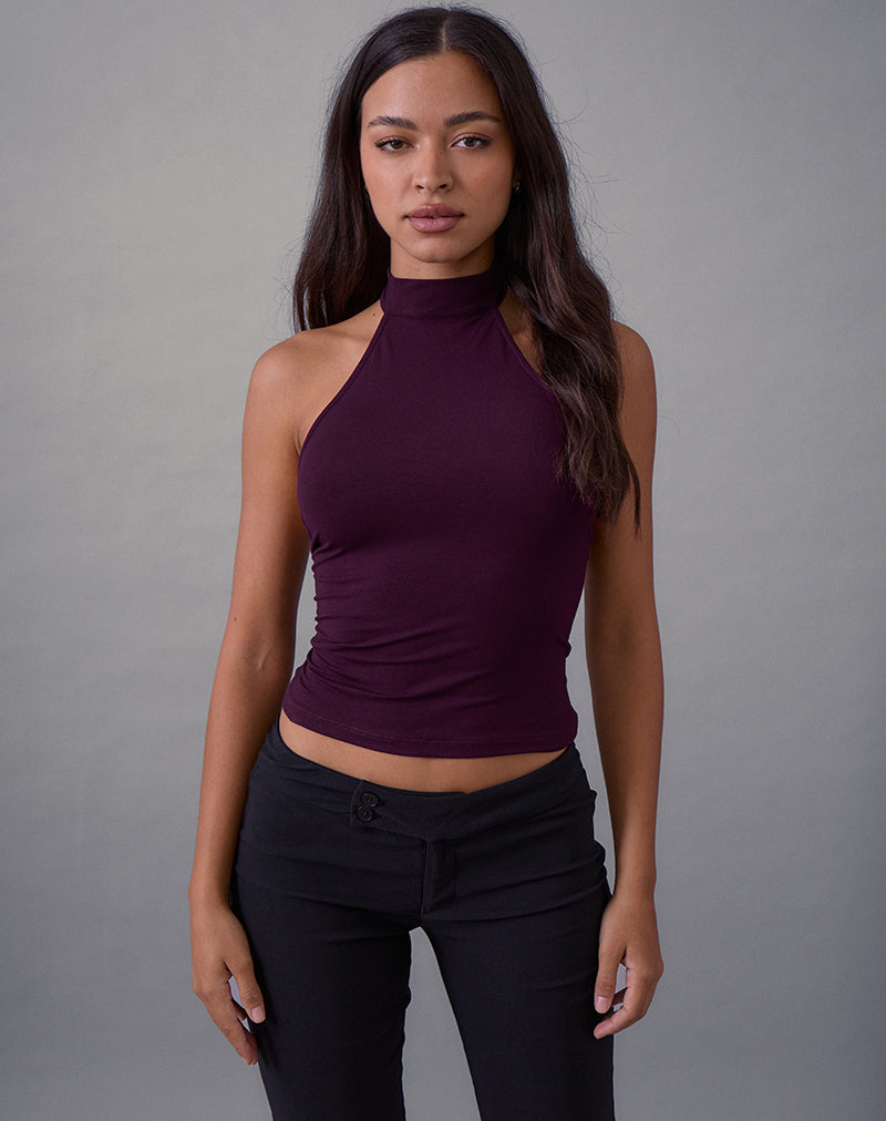 Image of Galile High Neck Top in Jersey Fig