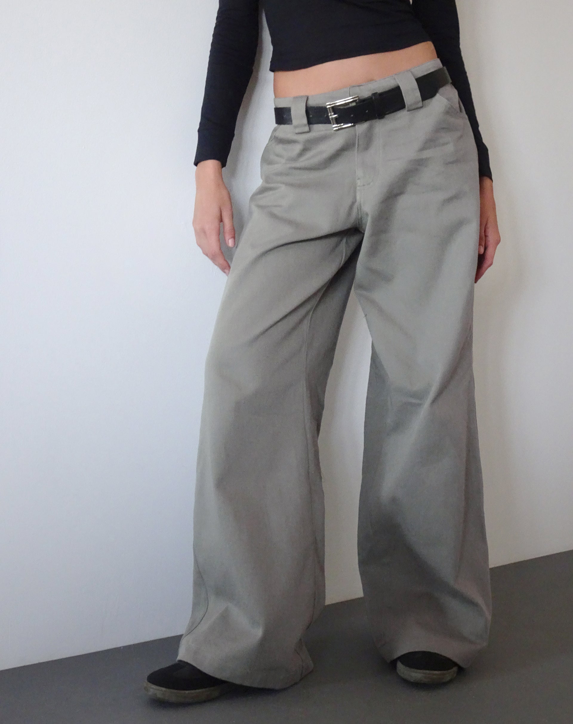 Image of Kaomy Wide Leg Trouser in Slate Green