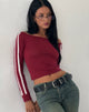 Image of Gavya Long Sleeve Top in Red with White Piping