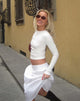 Image of Gelbon Open Back Long Sleeve Top in Rib White