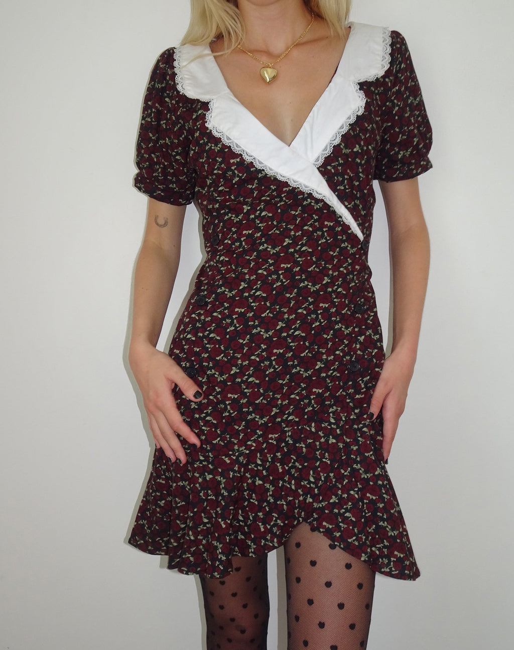 Geles Mini Wrap Dress in Dark Rhoslyn Ditsy Print