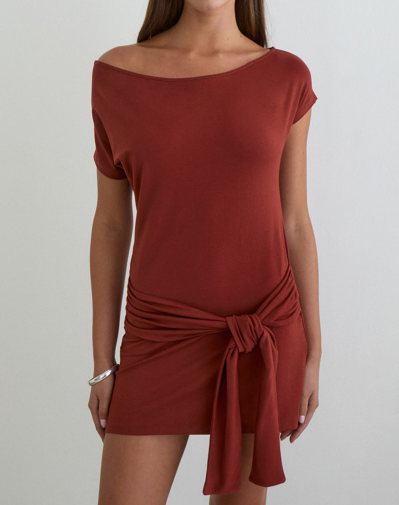 Genya Mini Dress in Jersey Fired Brick