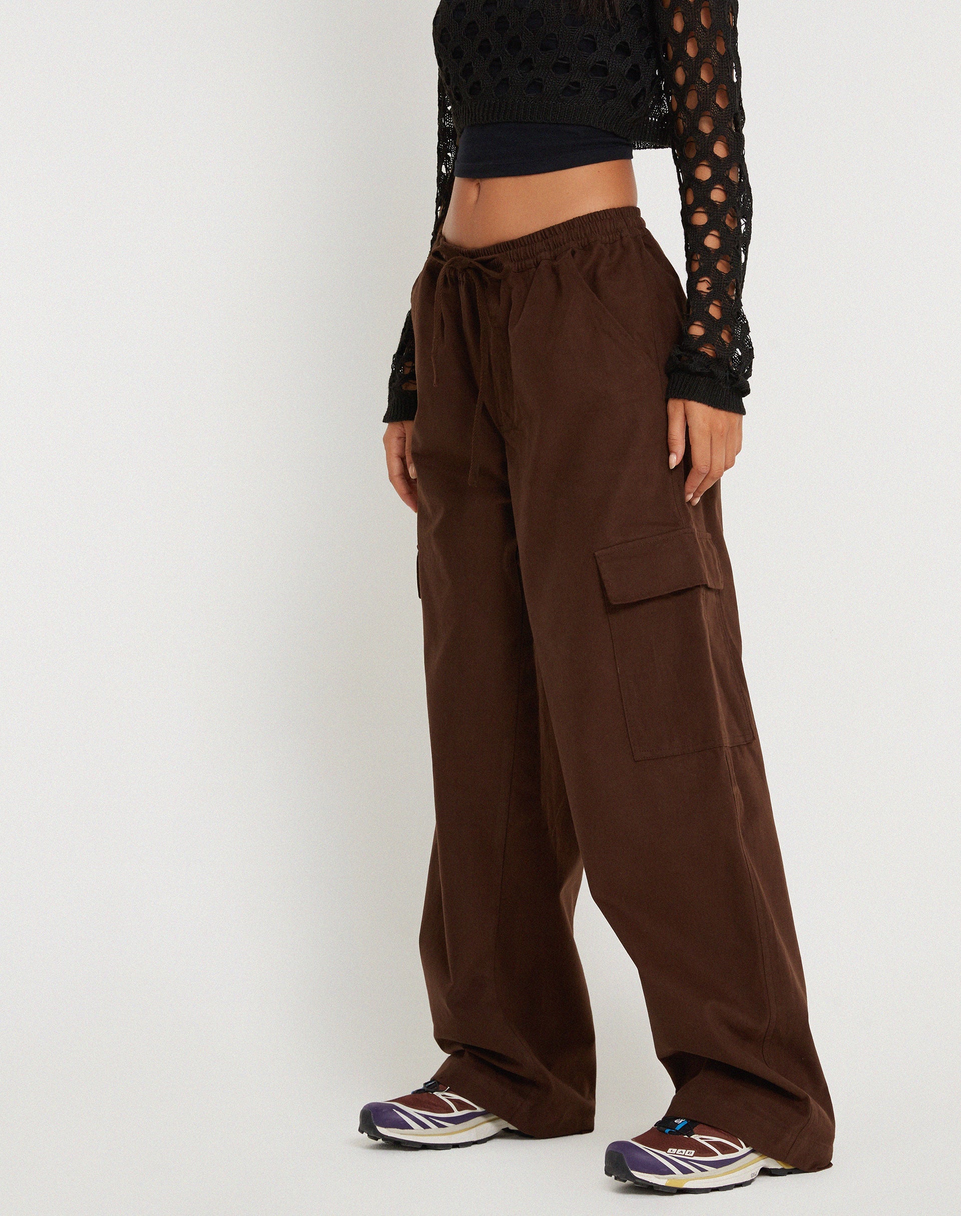 image of Geona Wide Leg Cargo Trouser in Brown