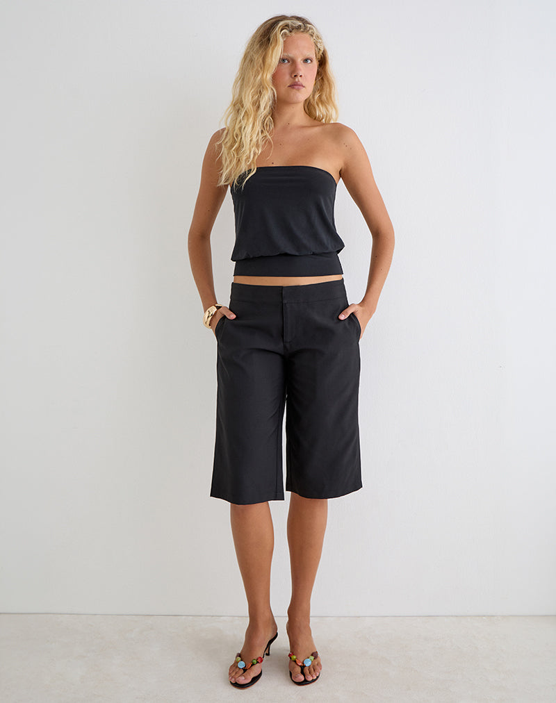 Image of Geza Longline Short in Tailoring Black
