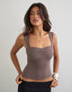 Image of Gincu Ruched Top in Thick Ribbed Coffee Quartz