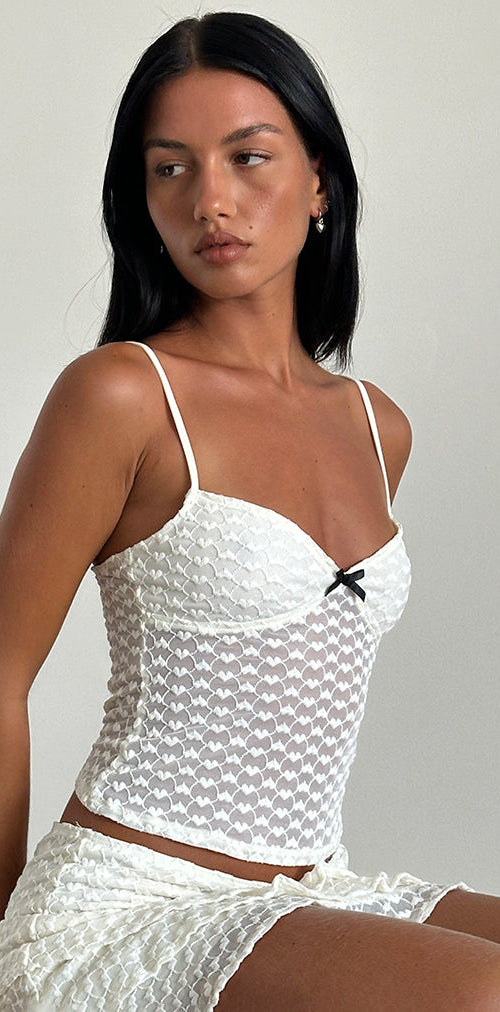 Image of Grafika Cami Top in Ivory Heart Lace