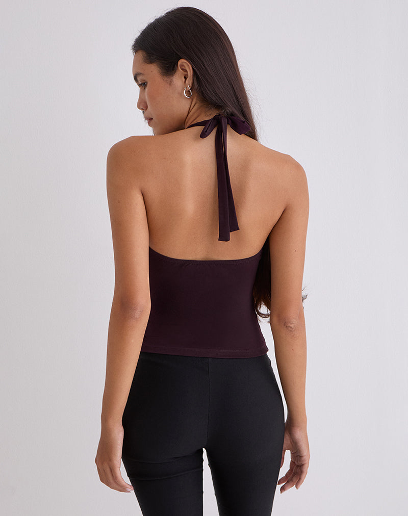 Image of Gretita High Neck Top in Jersey Redwood