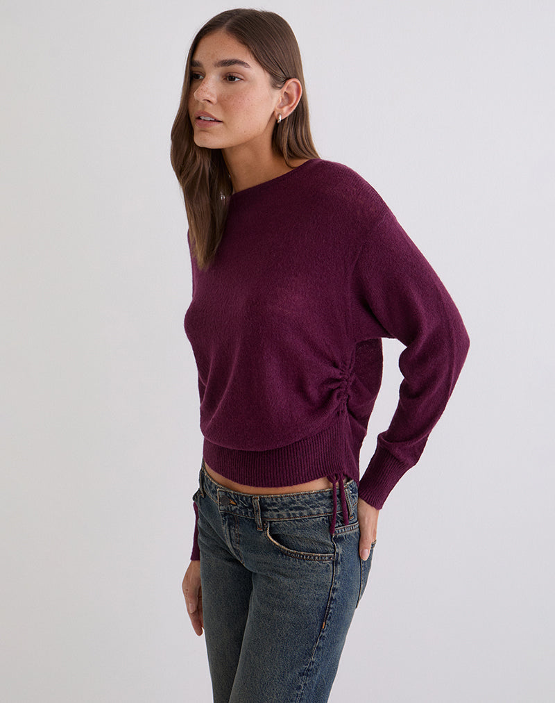 Image of Grisha Long Sleeve Knit Top in Plum