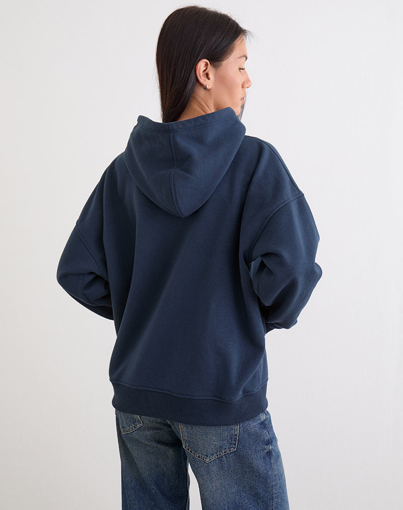 Image of Guyton Hoodie in Navy with Sunday Uniform Graphic