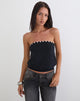 Image of Hagar Top in Black with Pearl Button Trim