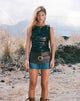 Image of Hala Crop Vest Top in Black Sequin