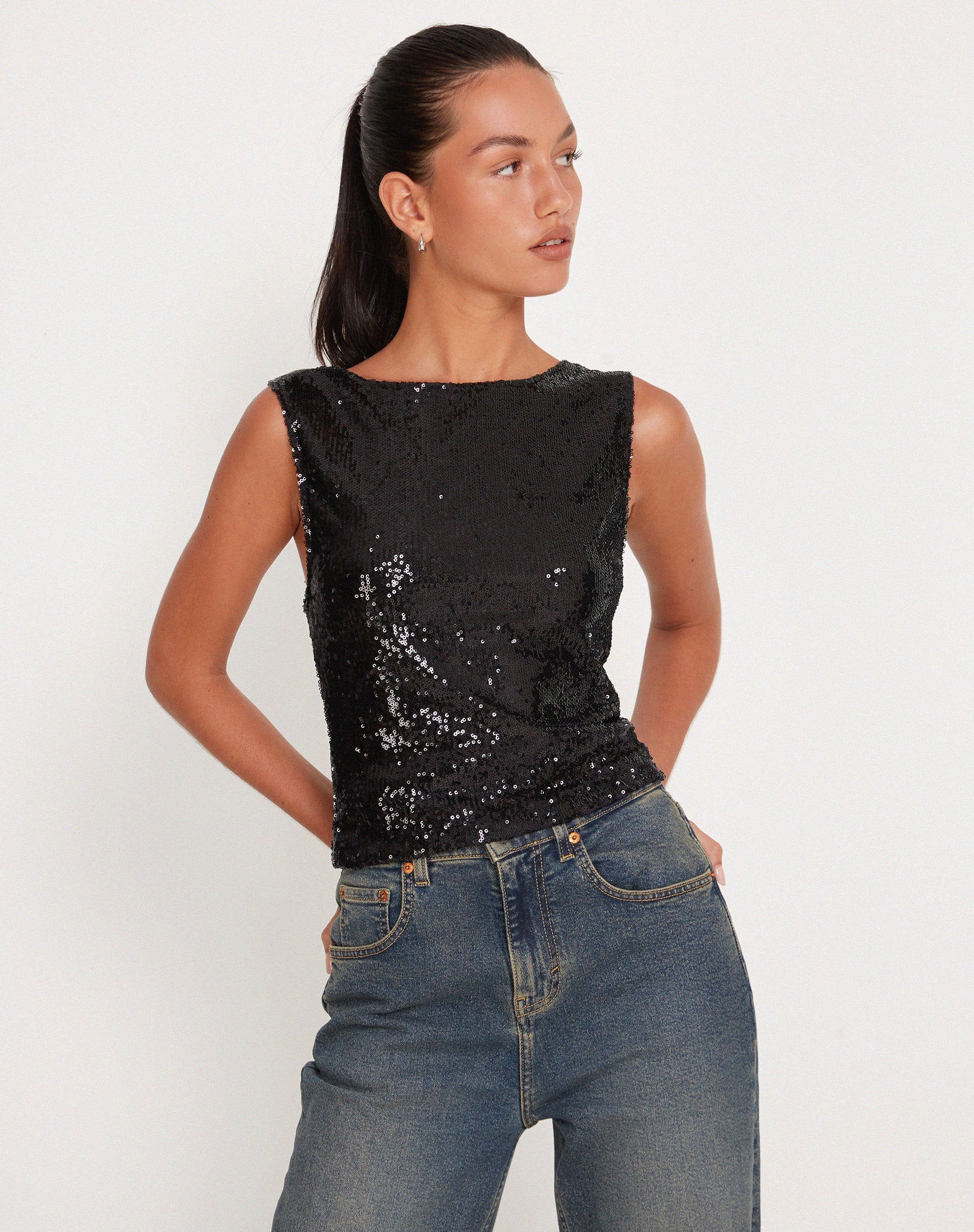 Sequin vest cheap top uk