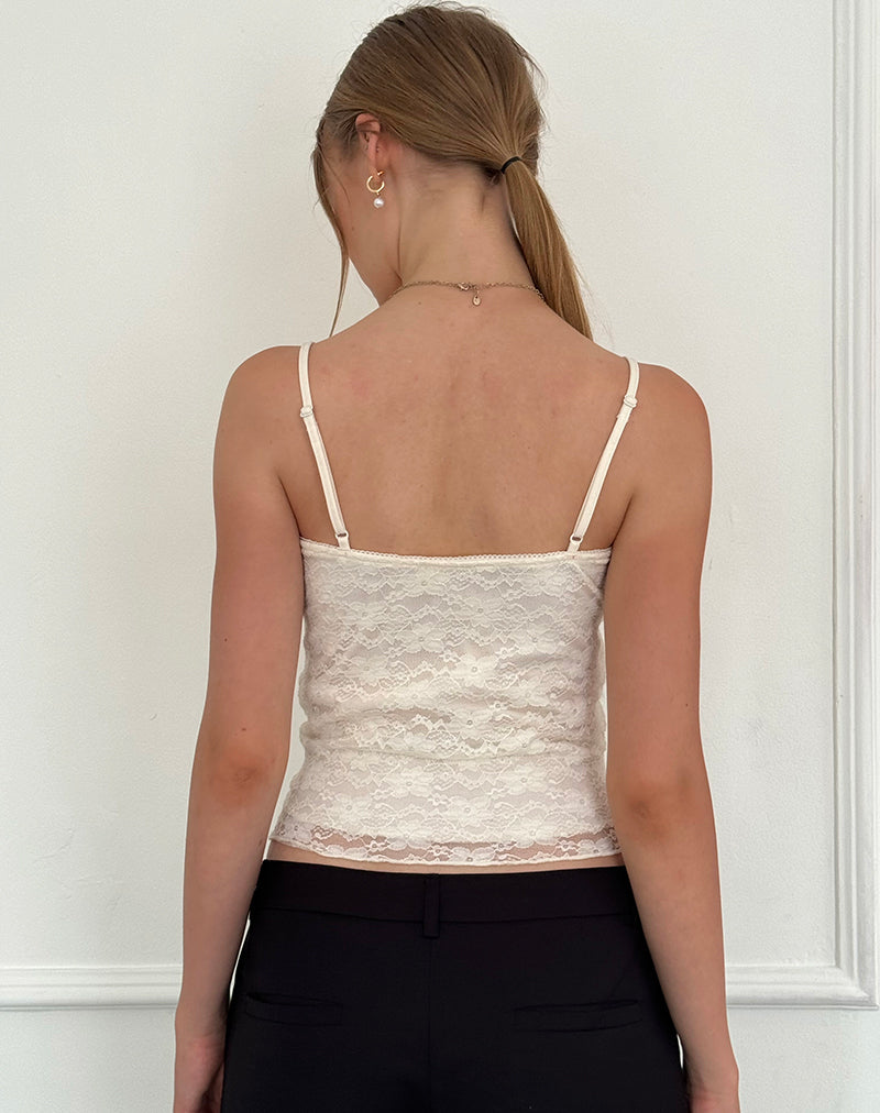 Image of Hali Cami Top in Ivory Orchid Lace