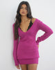 Image of Haniko Mini Dress in Sheer Knit Fuchsia