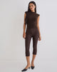 Image of Aelva Lace Up Capri in Tailoring Dark Brown
