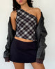 Image of Harini One Shoulder Top in Black White Check
