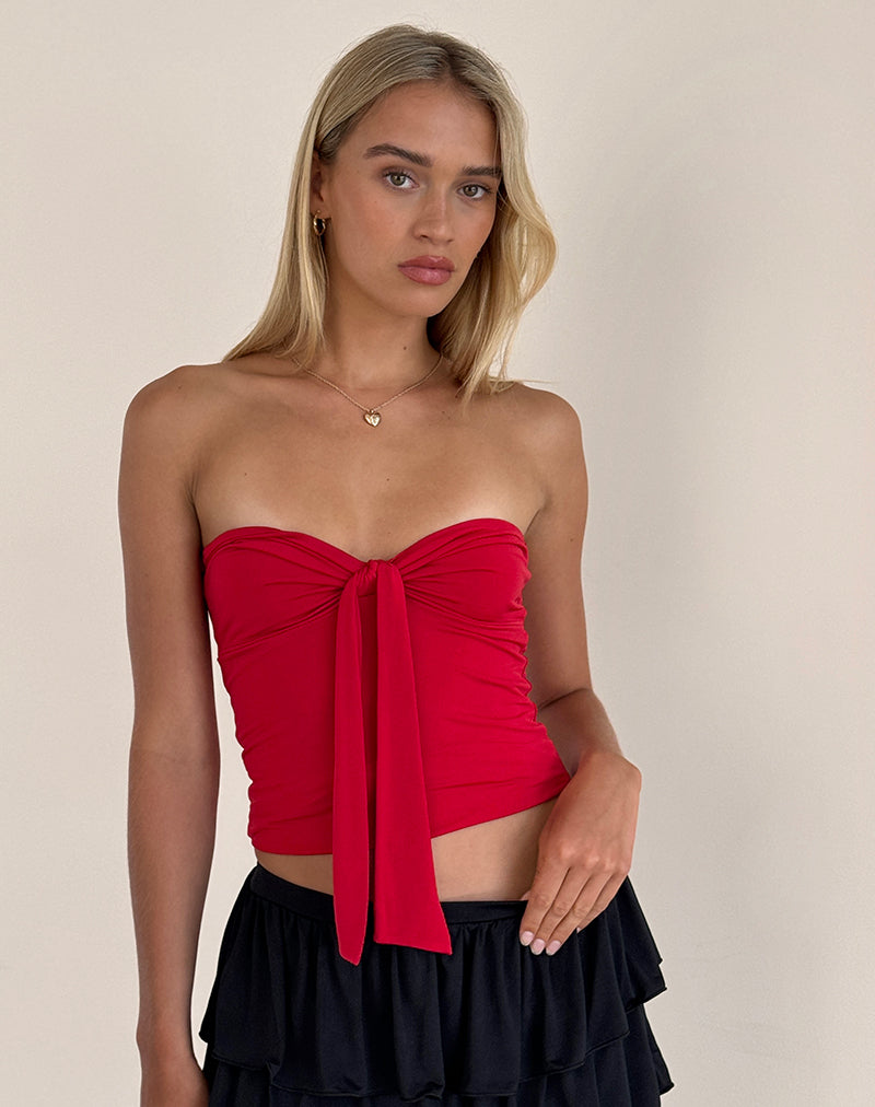 Harlyn Bandeau Top in Slinky Red