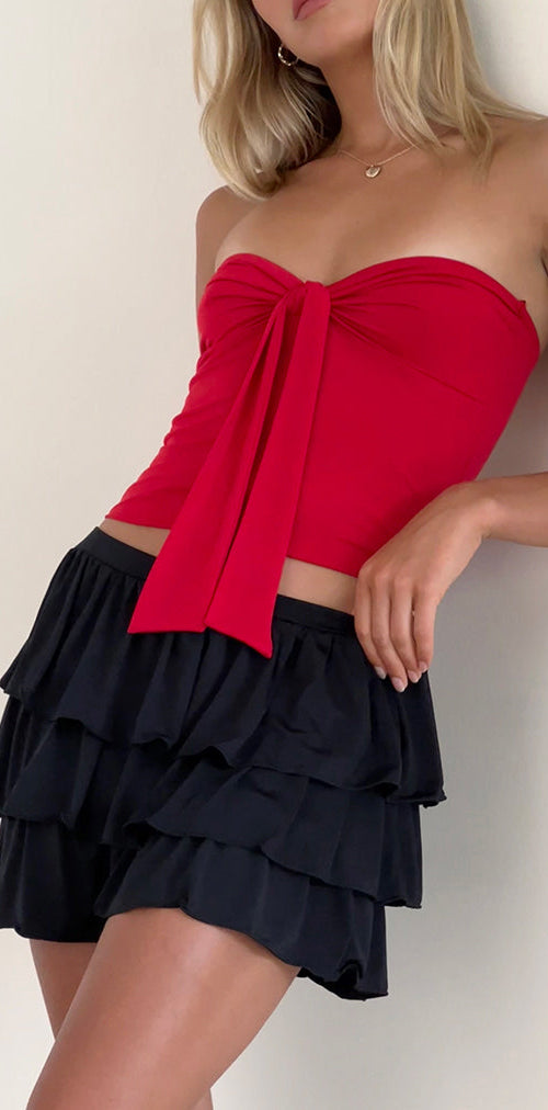 Image of Harlyn Bandeau Top in Slinky Red