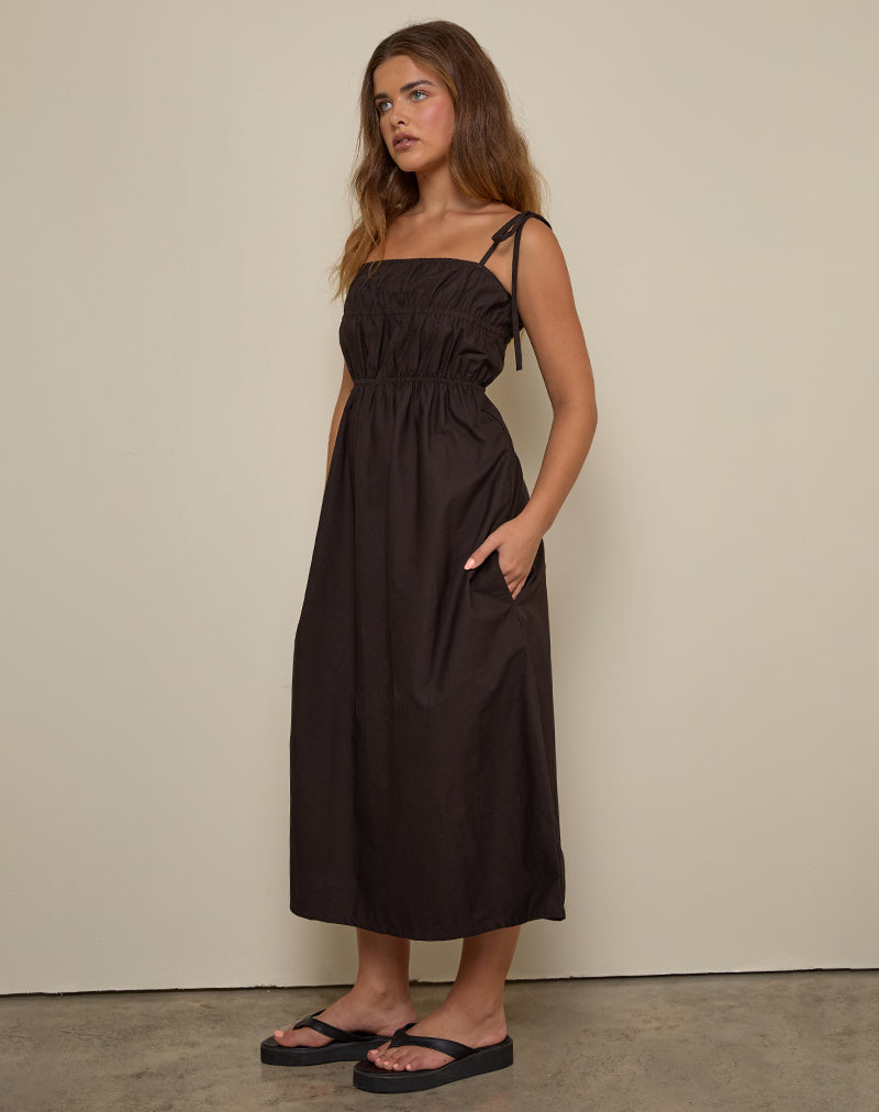 Image of Haruko Midi Dress in Bitter Chocolate