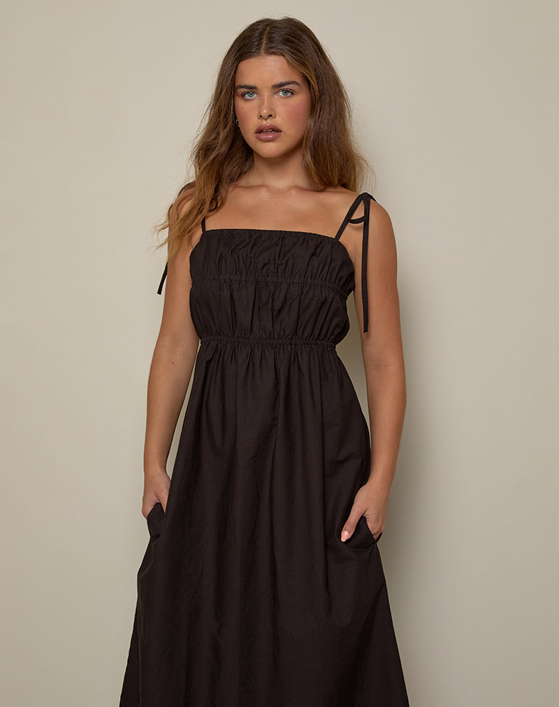 Image of Haruko Midi Dress in Bitter Chocolate