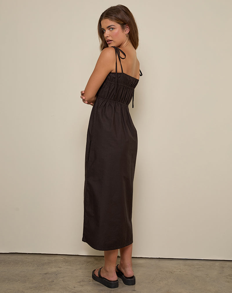 Image of Haruko Midi Dress in Bitter Chocolate