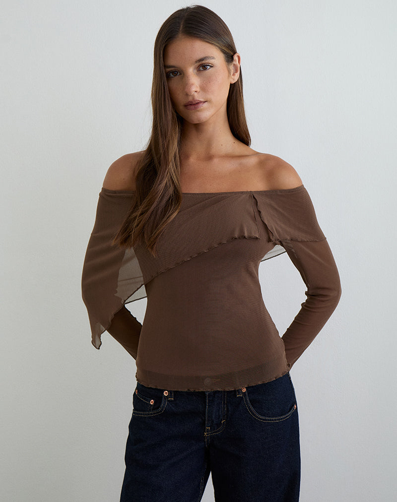 Image of Haze Asymmetric Top in Mesh Brown