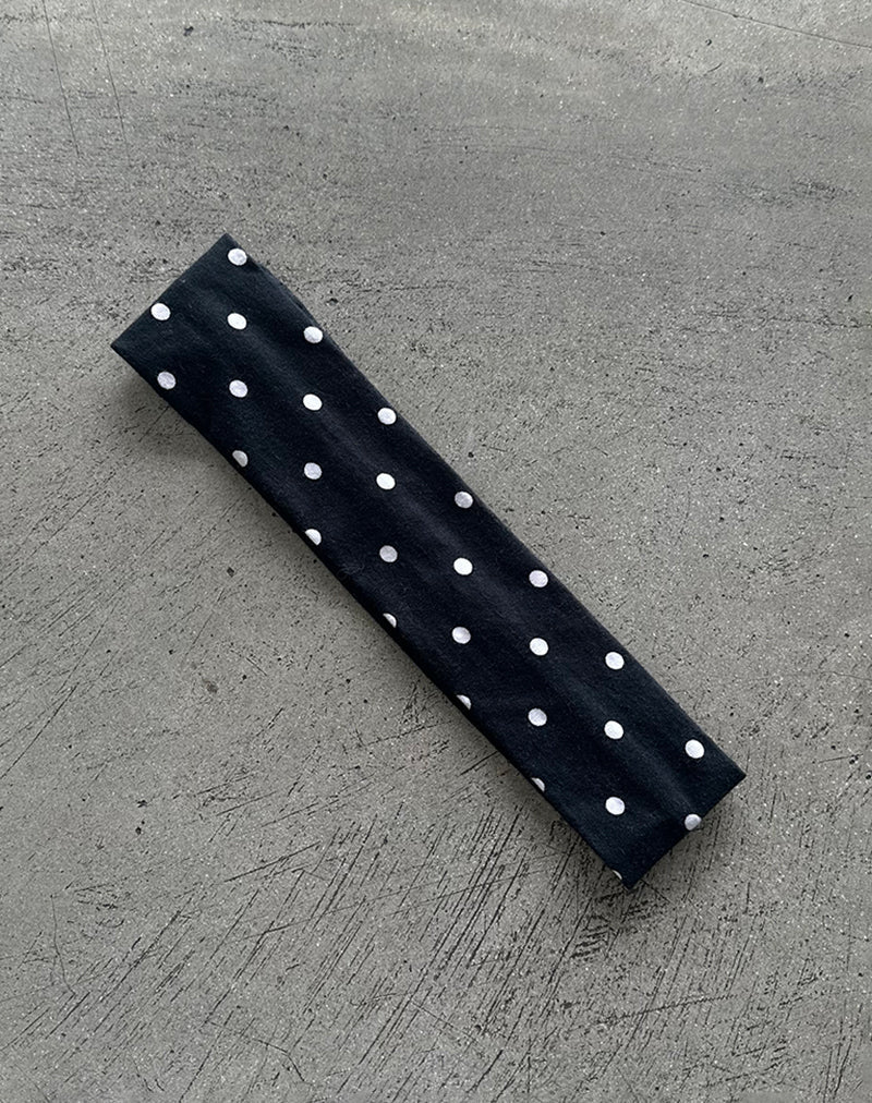 Headband in Polka Black