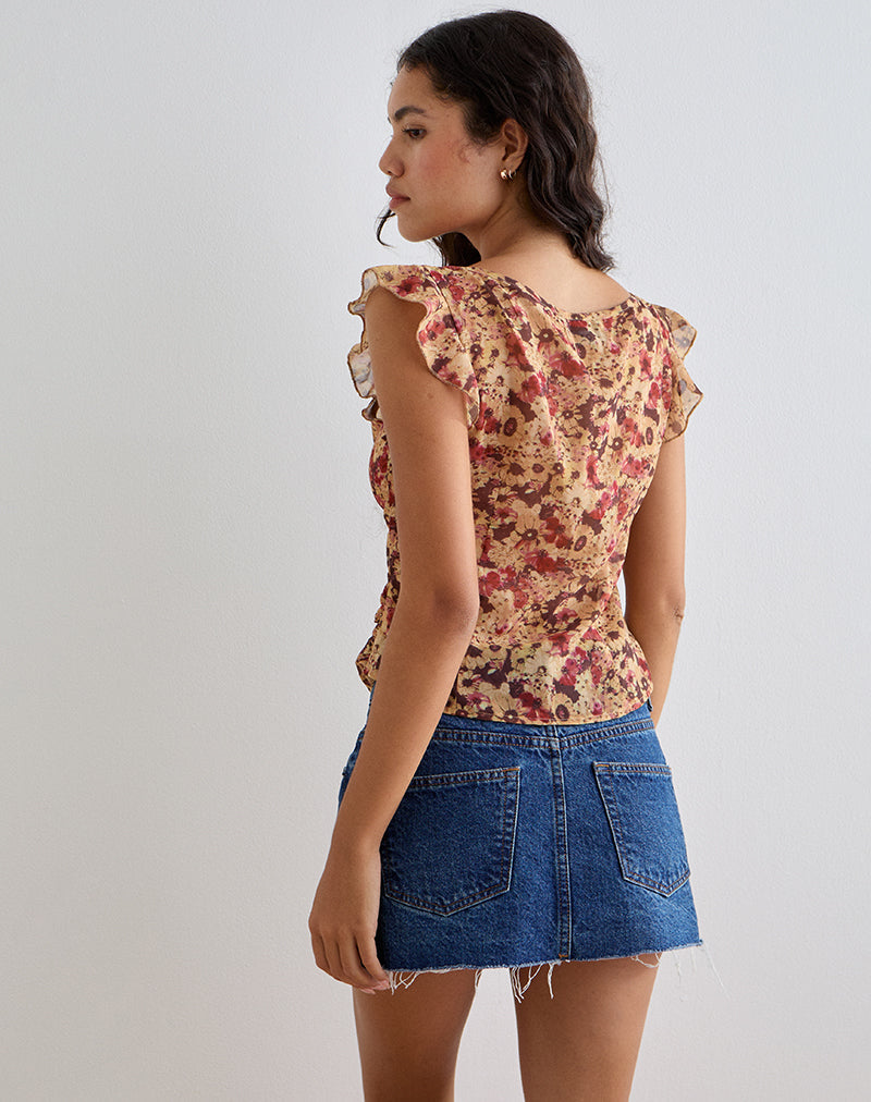 Image of Heidi Wrap Top in Chiffon Rusty Flower
