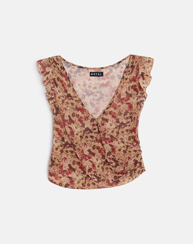Image of Heidi Wrap Top in Chiffon Rusty Flower