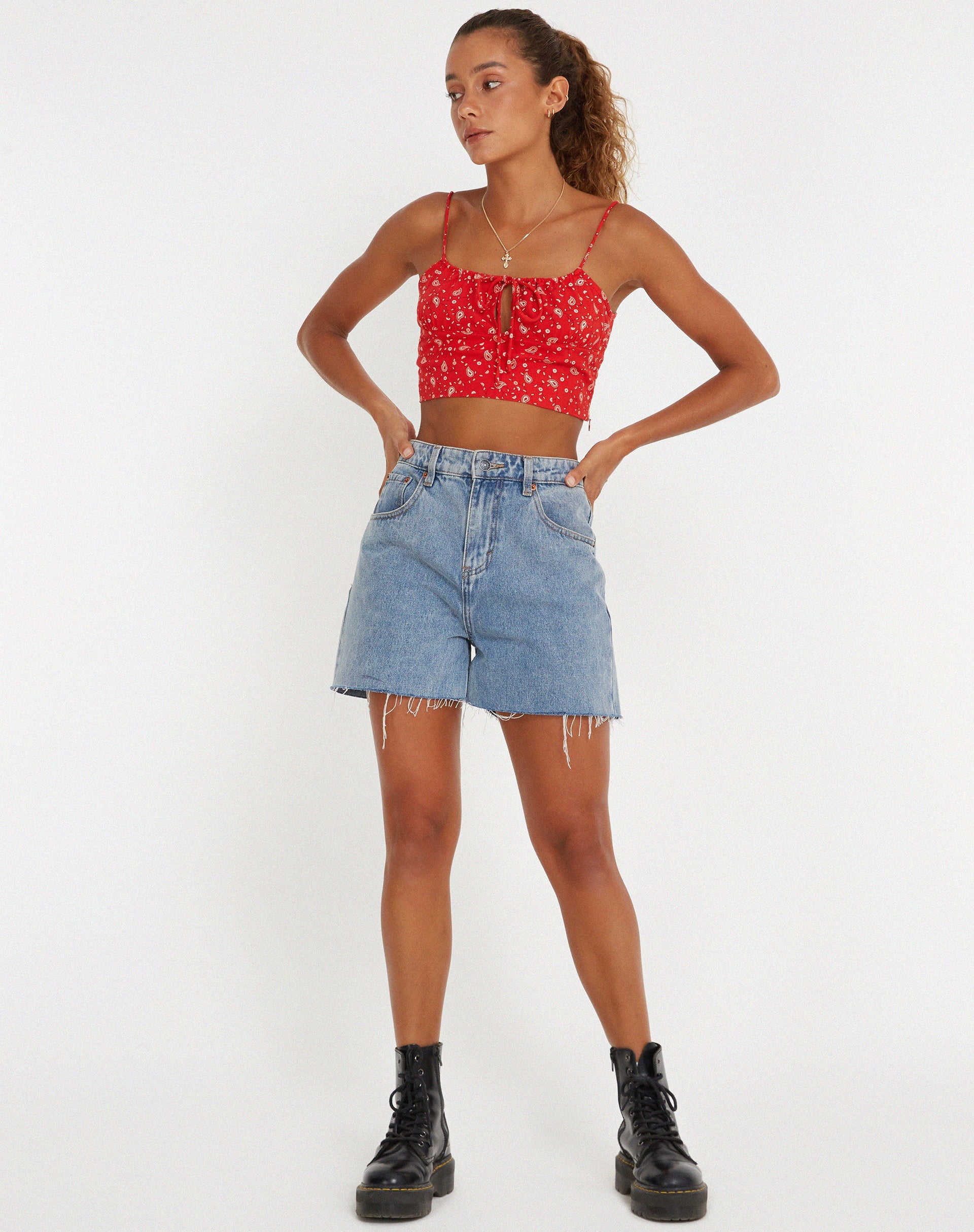 image of Hema Crop Top in Paisley Fun Red