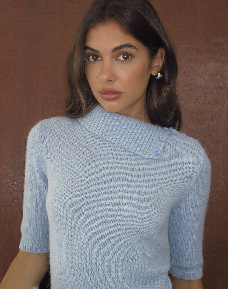 Hemas Top in Glitter Blue Knit