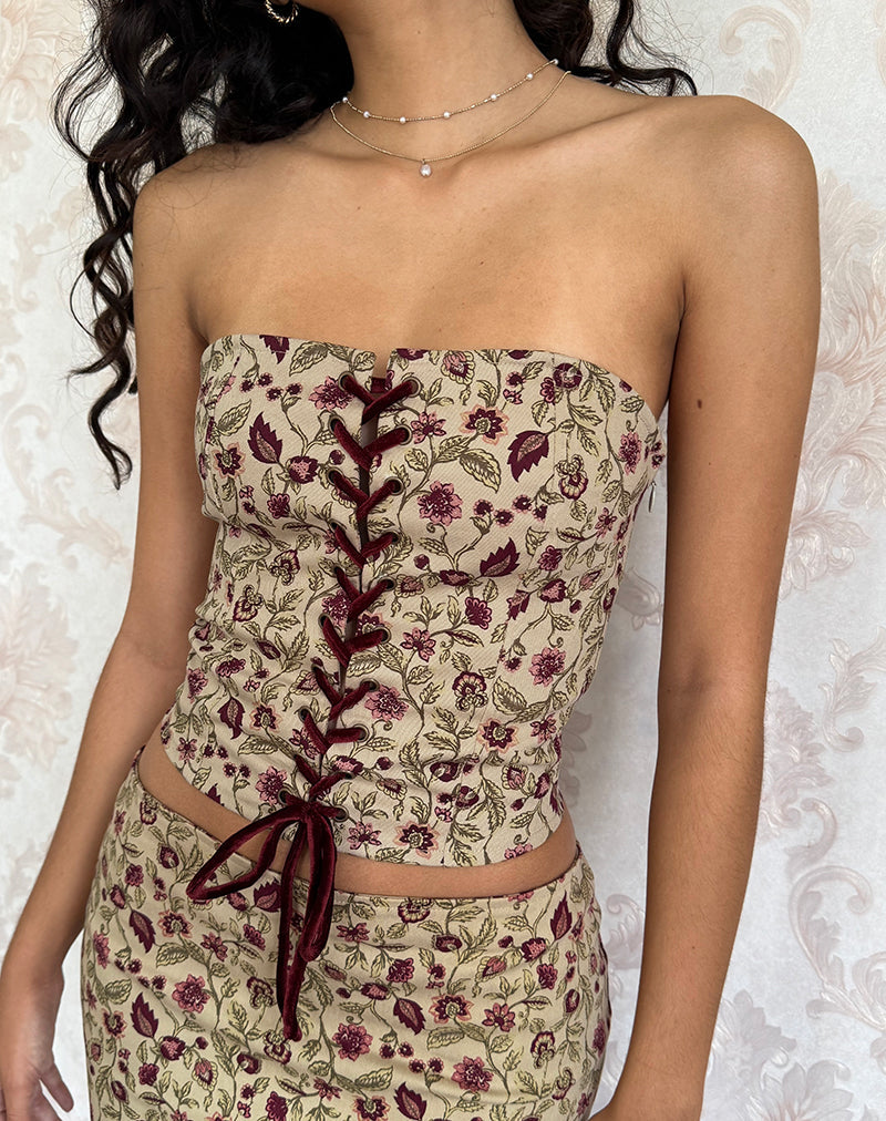Image of Heska Corset Top in Botanical Taupe