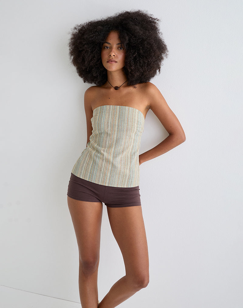 Image of Hisana Bandeau Top in Stripe Yellow