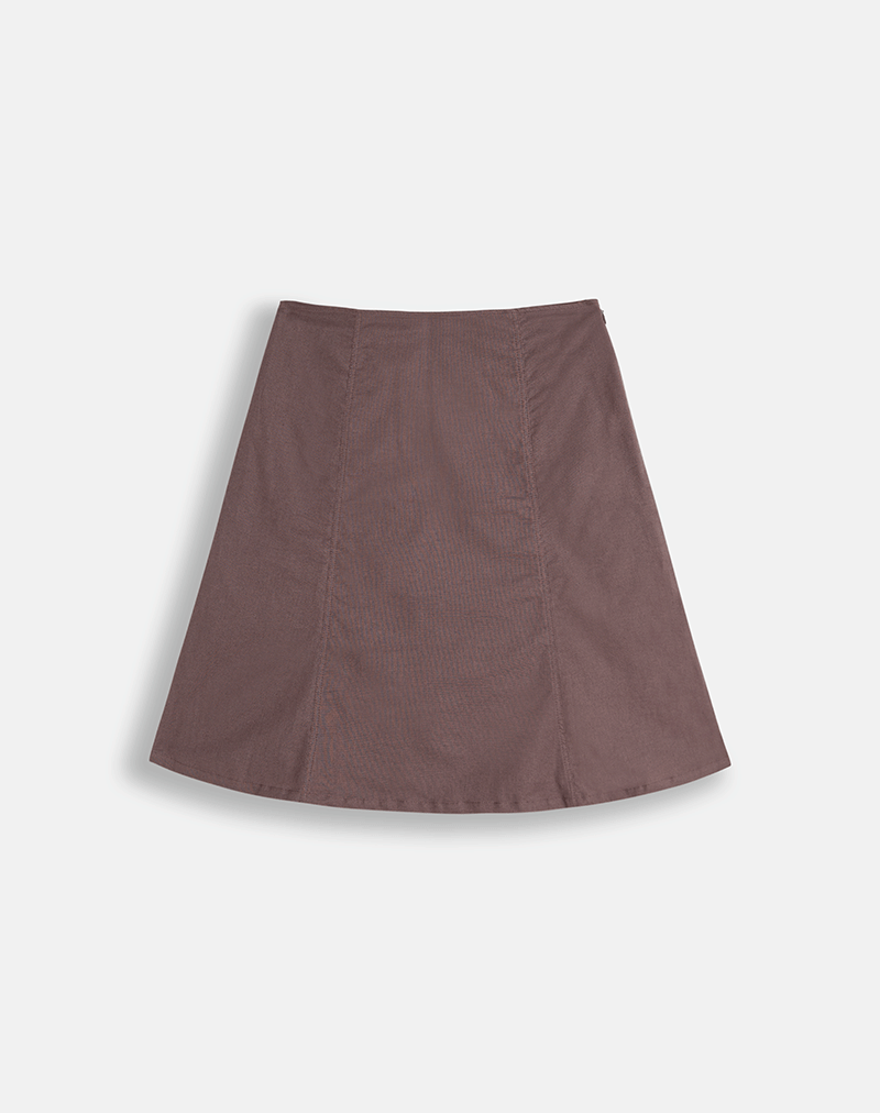 Image of Hitamu Midi Skirt in Linen Deep Taupe