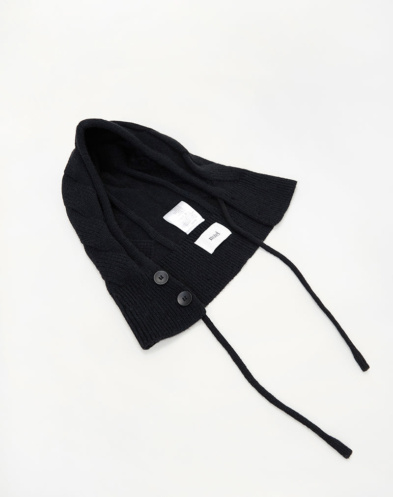 Hood Hat in Knit Black