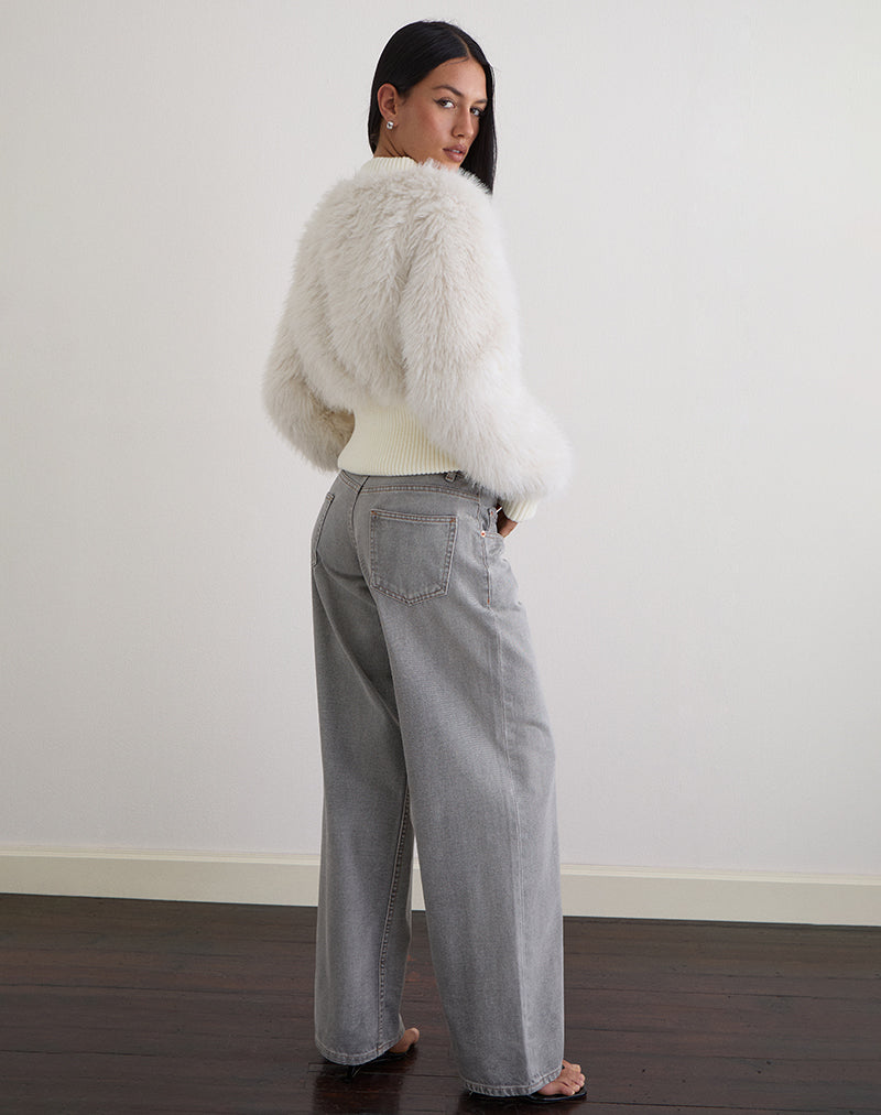 Image of Homari Shaggy Faux Fur Jacket in Cream