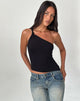 Image of Idra Asymmetric Top in Ribbed Jersey Black