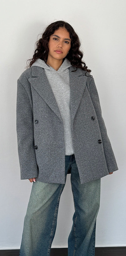 Image of Binaiya Oversized Wool Blazer in Grey