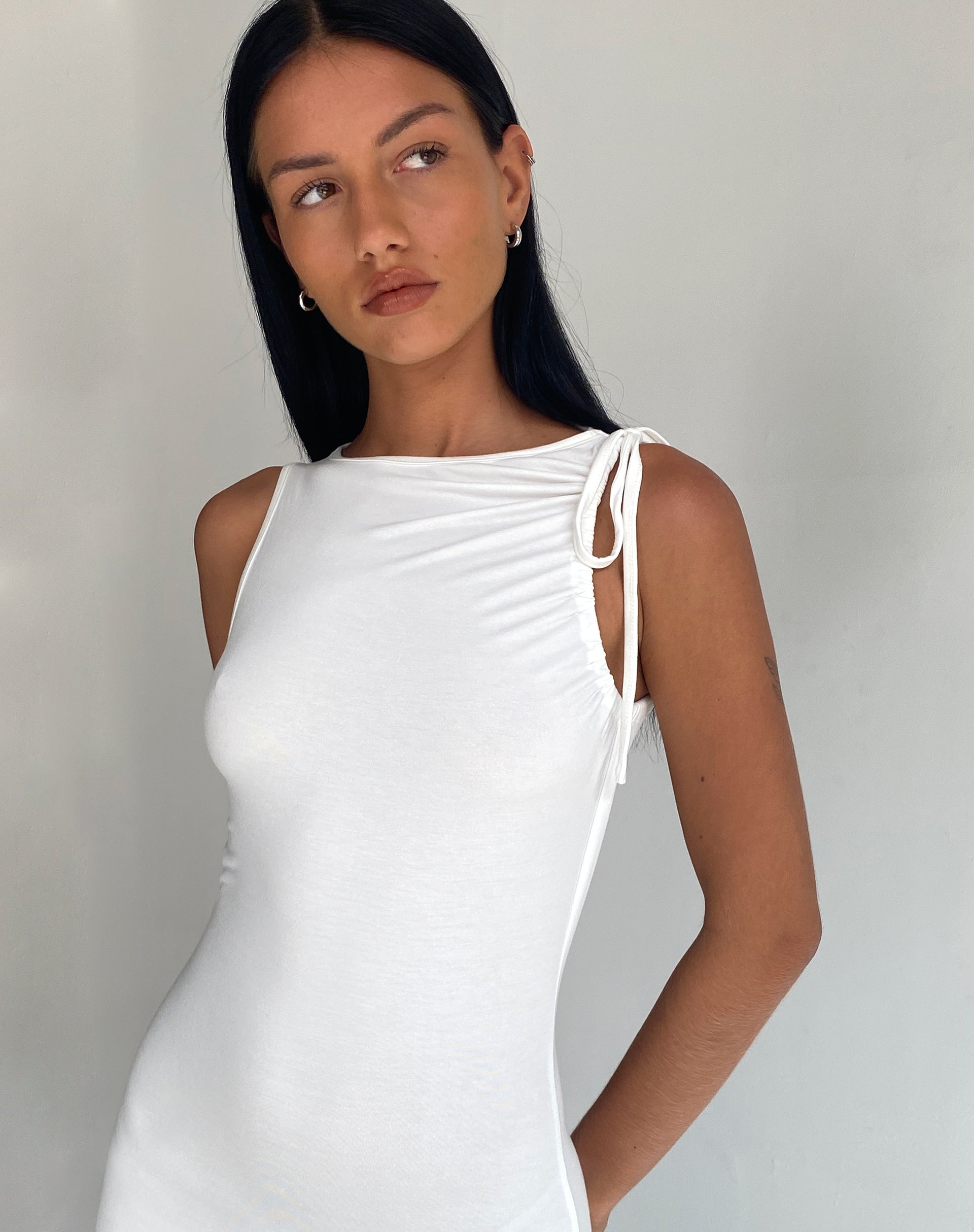 Image of Elinor Maxi Dress in Slinky White