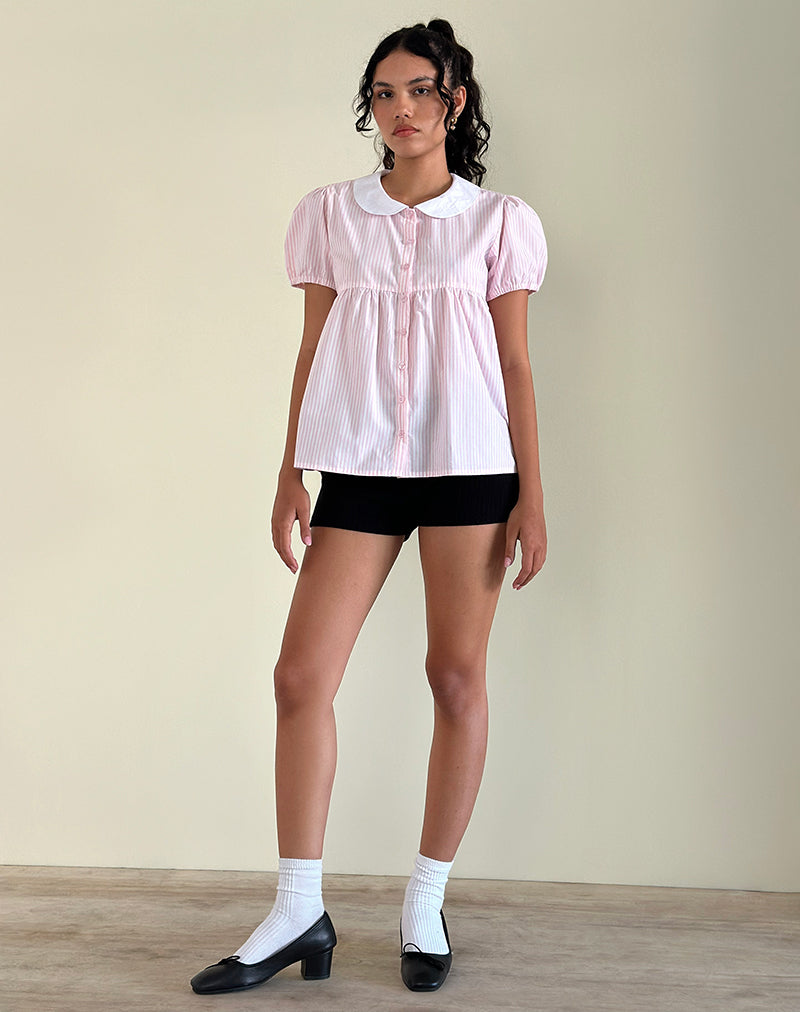 Image of Immy Top in Small Stripe Vertical Candy Pink