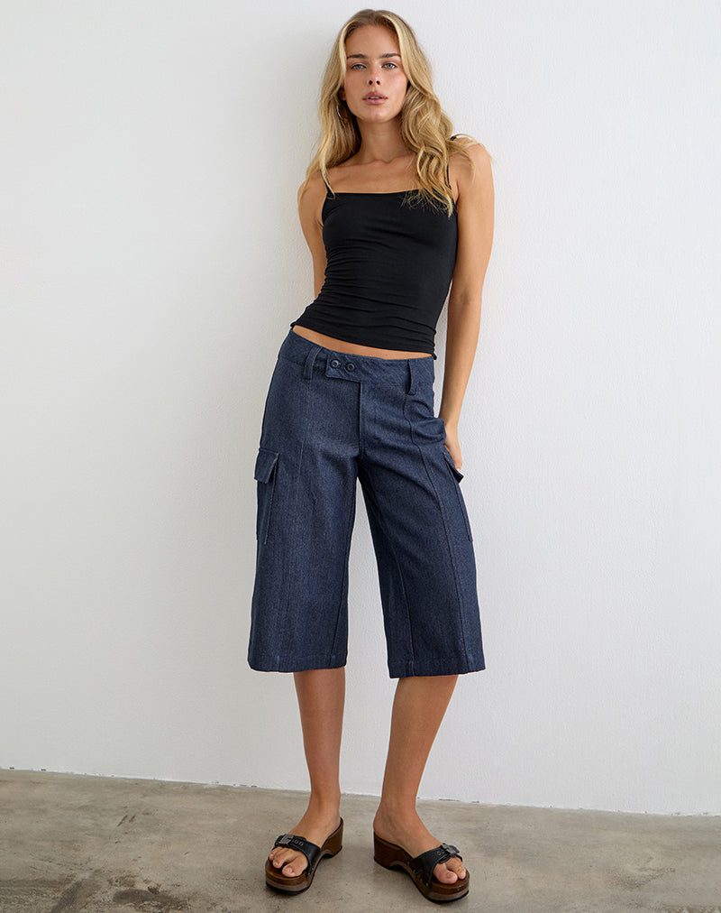 Image of Bensen Capri Trouser in Chambray Denim Blue