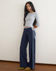 Image of Evander Trouser in Navy with Light Blue Stripe