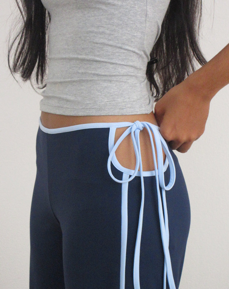 Image of Evander Trouser in Navy with Light Blue Stripe