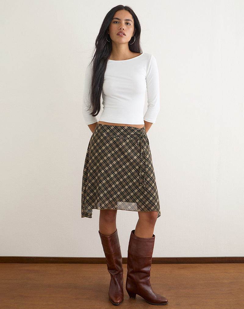 Image of Zahlia Skirt in Chiffon Vintage Check Olive