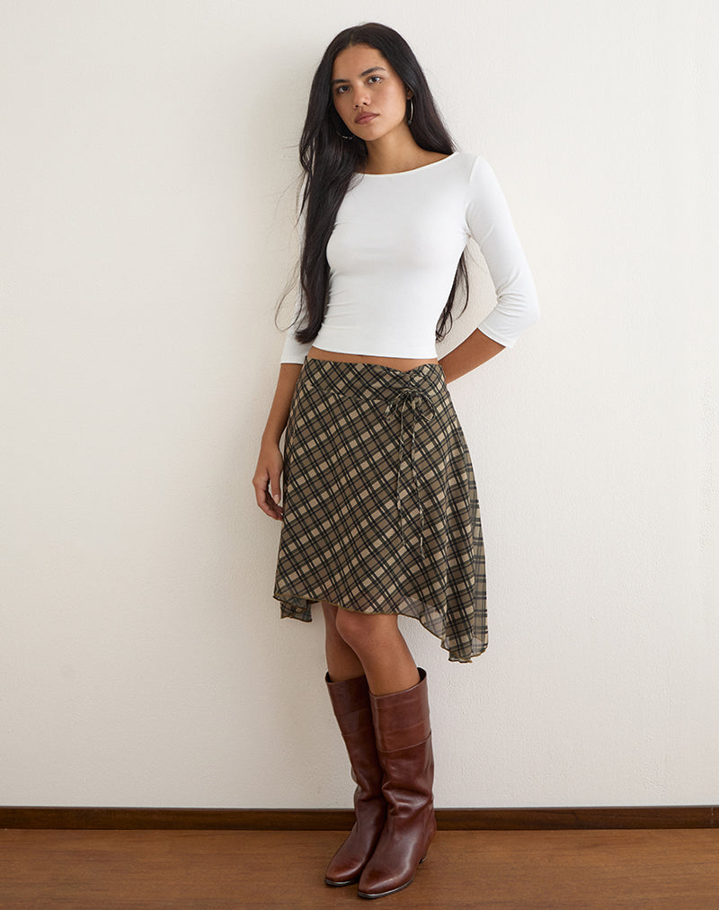 Image of Zahlia Skirt in Chiffon Vintage Check Olive