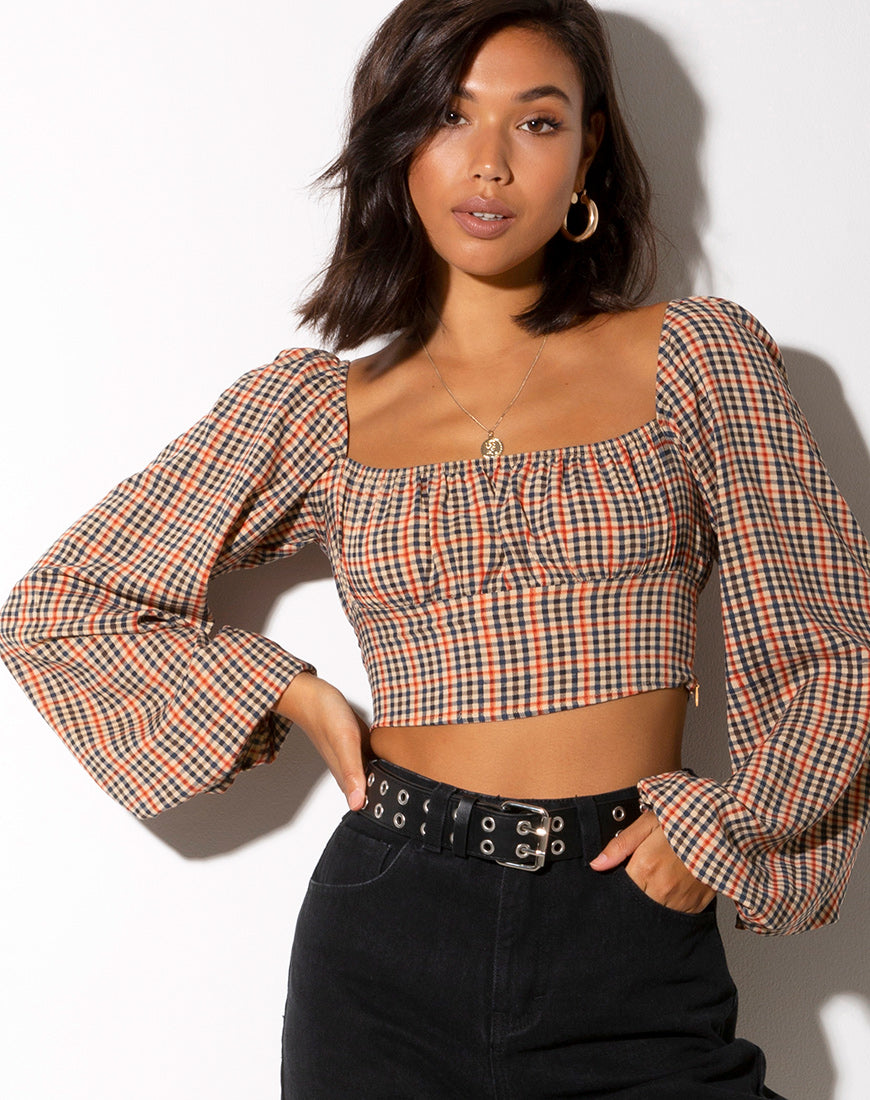 Irene Crop Top in Country Check