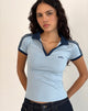 Image of Isda Top in Nantucket Blue with Navy Binding and M Embroidery