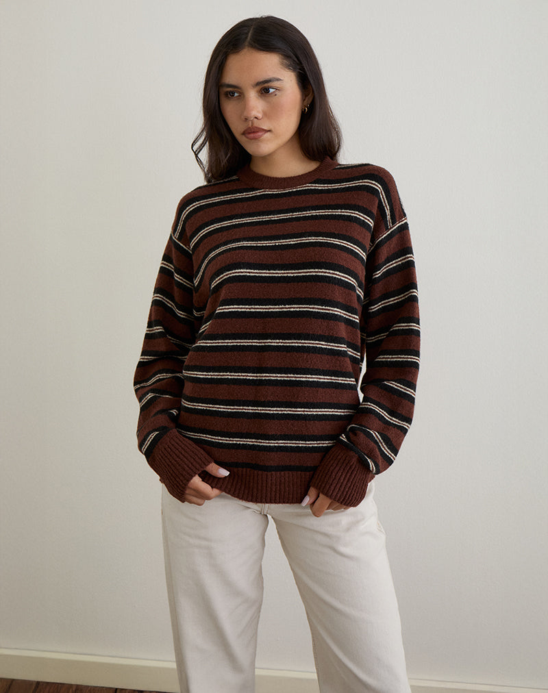 Image of Ishari Jumper in Stripe Brown Multi