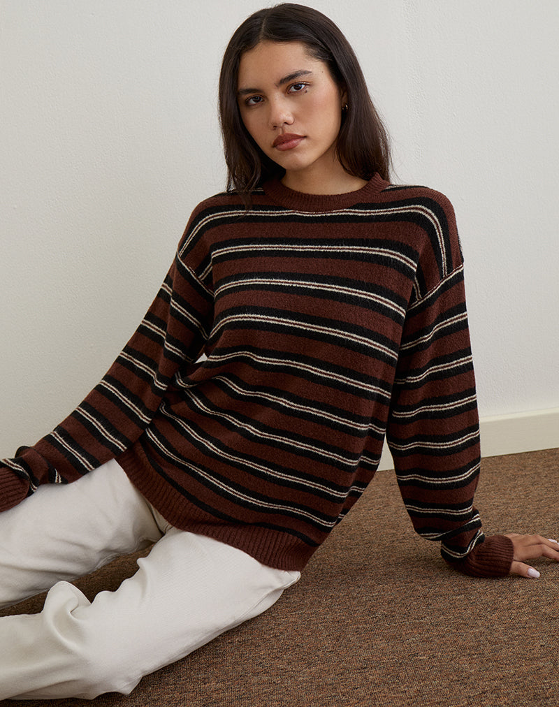 Image of Ishari Jumper in Stripe Brown Multi
