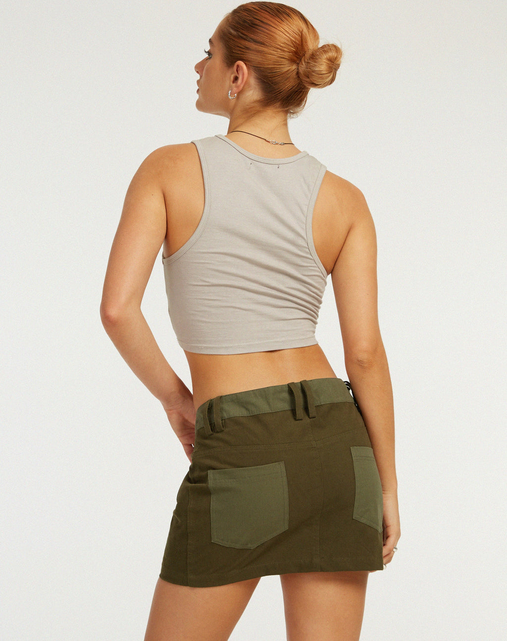 Ivette Mini Skirt in Dark Olive Khaki